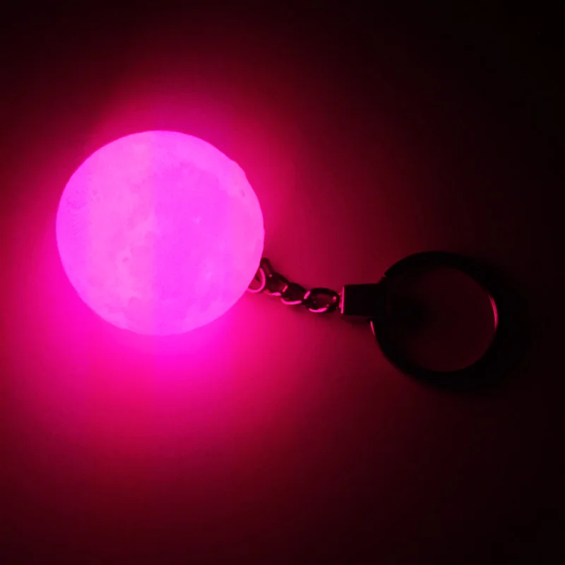 Mystery 3D Print Moon Night Lights Keychain 3 Piece Button Battery Powered LED White Moon Lamp Key Holder Bag Pendant Baby Toy (4)