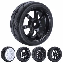 4Pcs Soft Rubber Wheels Tyre 26mm Hex Hub 12mm For 1 10 On Road Fit HSP