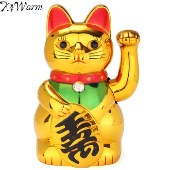 

Hot Sale Plastic Gold Beckoning Waving Lucky Cats Figure Moving Arm Chinese Wealth Fortune Feng Shui Home Restaurant Decor Craft