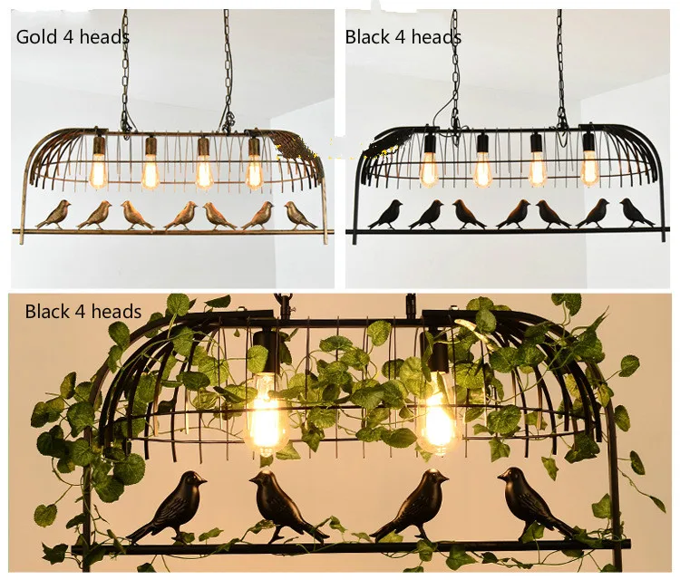 Люстра креативные растения Ретро Промышленная клетка бар персональная одежда магазин ресторан птица орех железные лампы