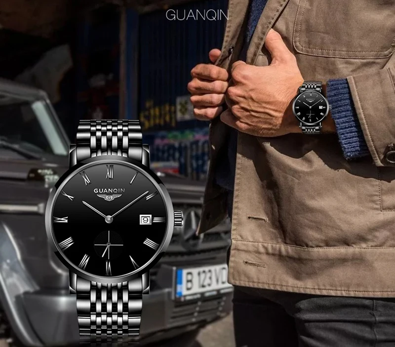 GUANQIN новые часы для мужчин бизнес автоматические часы с датой для мужчин ультра-тонкие мужские часы лучший бренд класса люкс Водонепроницаемый Relogio Masculino