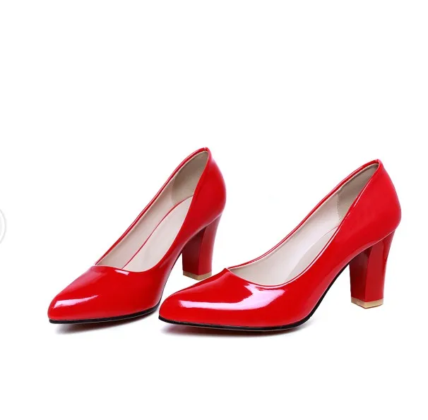 Г. Большой размер 34-47, 4 цвета, новые Демисезонные женские туфли-лодочки женская обувь с острым носком вечерние туфли-лодочки из PU искусственной кожи на высоком каблуке 62-1 - Цвет: Красный