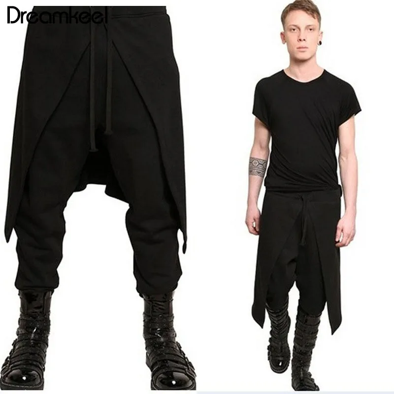 

2019 Plus Size Men Casual Drape Drop Crotch Harem Hip Hop Pants Trouser Baggy Dancing Pants Gothic Punk Style Harem Pants Men W