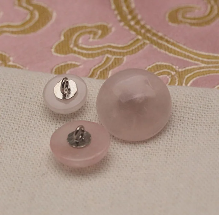 

High-grade jade button natural gems vintage cheongsam shirt button round powder crystal decoration diy button