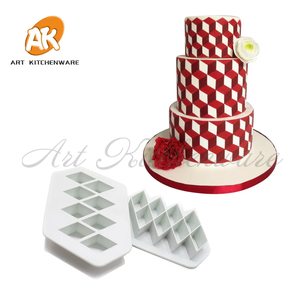 Rhombus Diamond Shape Fondant Cake Mould Embosser, 4.9In Fondant Embosser, Lace Flower Cookie Cutter, Accessories For Cake Fondant