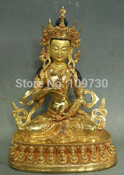 

002020 12"Tibet Buddhism Temple Purple Bronze 24K Gold carved Vajrasattva Buddha Statue