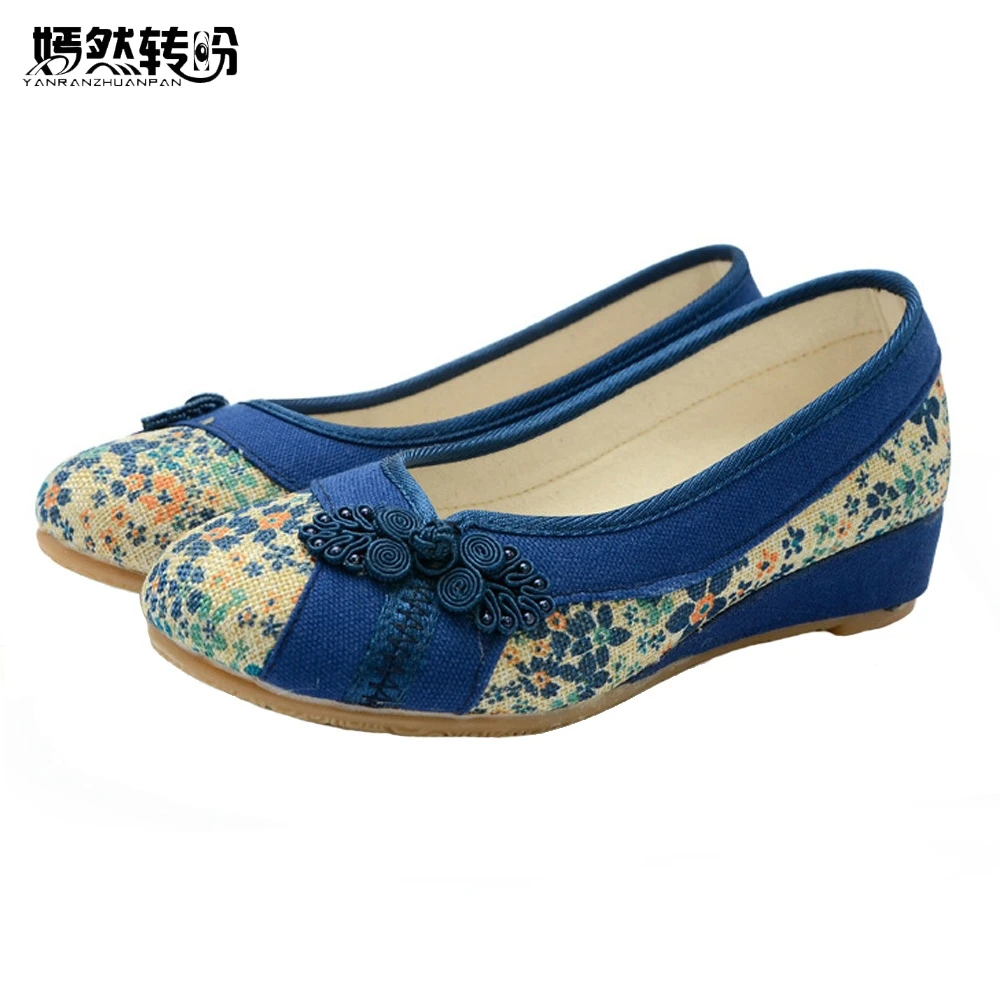 

Vintage Embroidered Women Flat Shoes Platform Canvas Walking Soft Shoes Woman Dance Ballerinas Casual Flats Size 34-40
