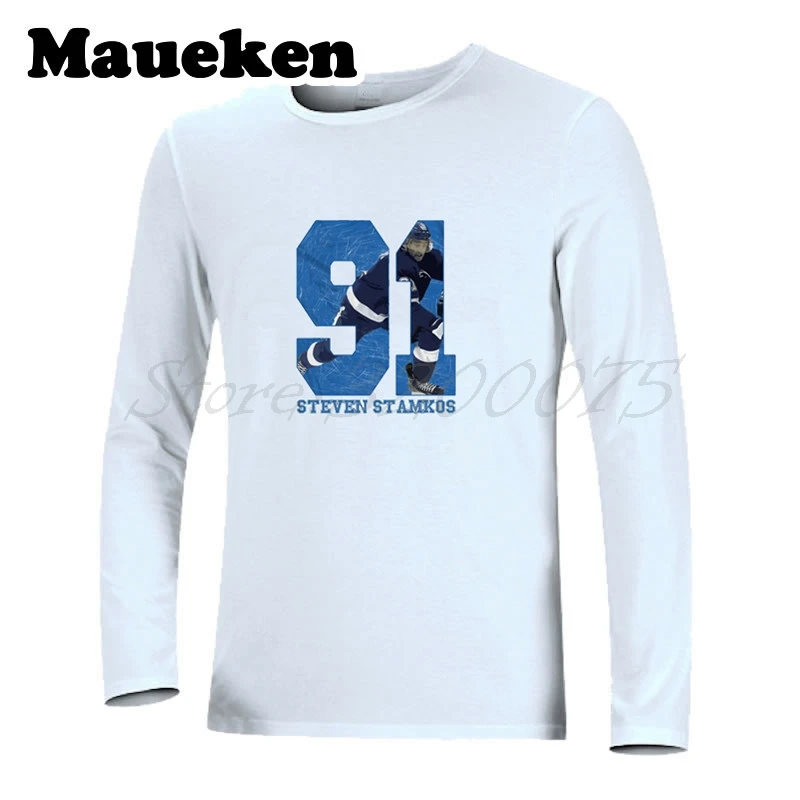 Мужская осенне-зимняя футболка с длинным рукавом #91 Steven Stamkos Tampa bay Tees T SHIRT W1029036