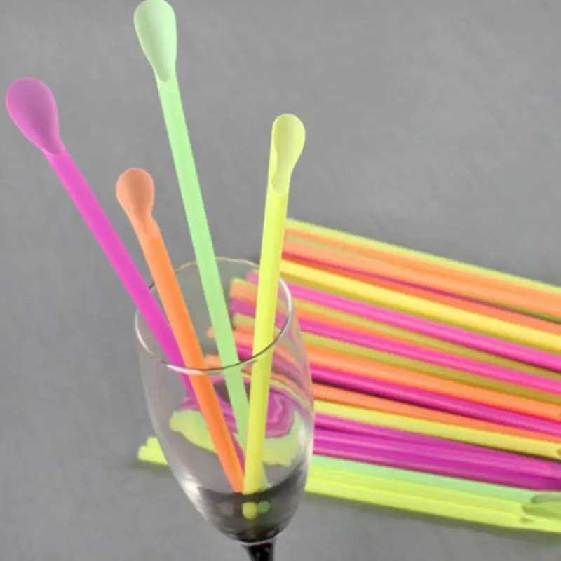 Drop Shipping 10set/1000Pcs Jumbo Spoon Straws Drinking straw Bar Pub Slush Puppies Straw