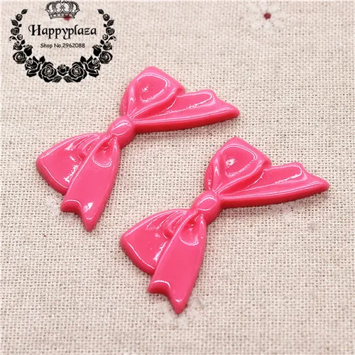 hot pink 10pcs 10 шт. заколки для волос бант с плоской задней частью Кабошон Шарм DIY волос бант центр украшения, 25*46 мм - Цвет: hot pink 10pcs