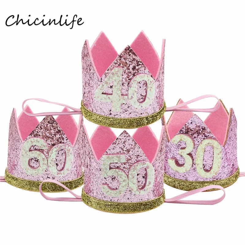 Chicinlife 1 шт. золотой/Розовый 30 35 40 50 60 корона повязка на голову украшение день