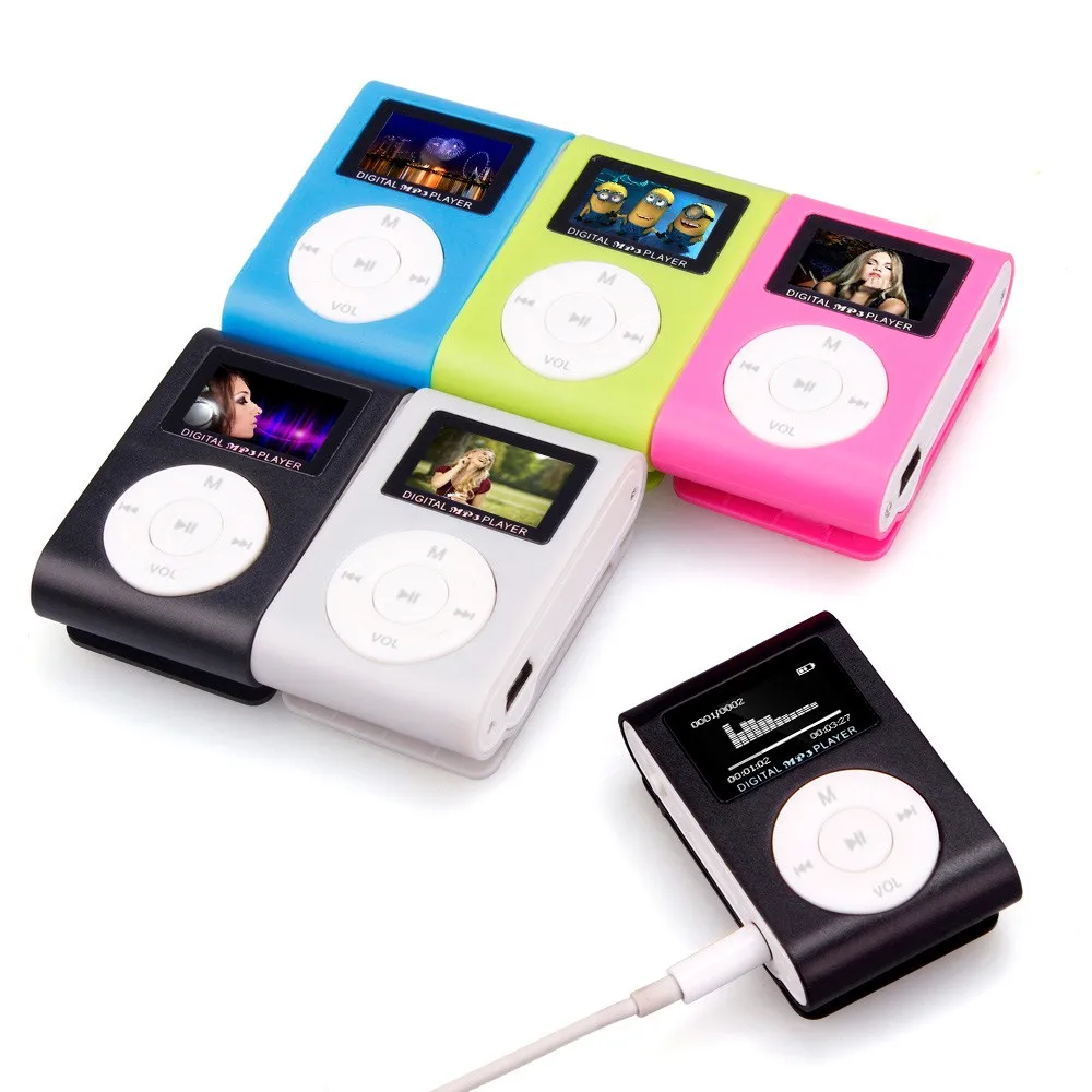 20Top распродажа модные мини mp3 USB Клип MP3-плеер ЖК-экран Поддержка 32 ГБ Micro SD TF CardSlick стильный дизайн