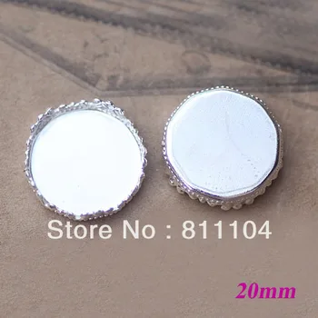 

20mm Silver Plated Copper Blank Circle Crown Pendant Trays Base Bezel DIY Cameo CABs Jewelry Findings Settings Wholesale