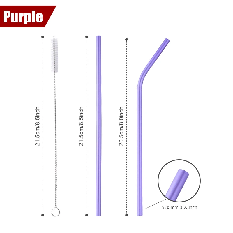 purple -2 pcs 2 шт Nano 6 мм короткие соломинки Экологичные 304 из нержавеющей стали крупа из крахмала; жемчужная тапиока молочные трубочки для чая дома вечерние Бар подставка для вина - Цвет: purple -2 pcs
