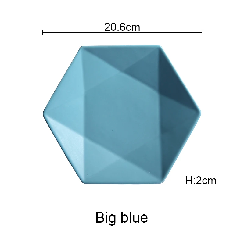 Керамические обеденные тарелки, тарелка из говядины, посуда, шестигранная матовая десертная тарелка, простая и креативная Салатница, блюда Akuhome - Цвет: medium blue