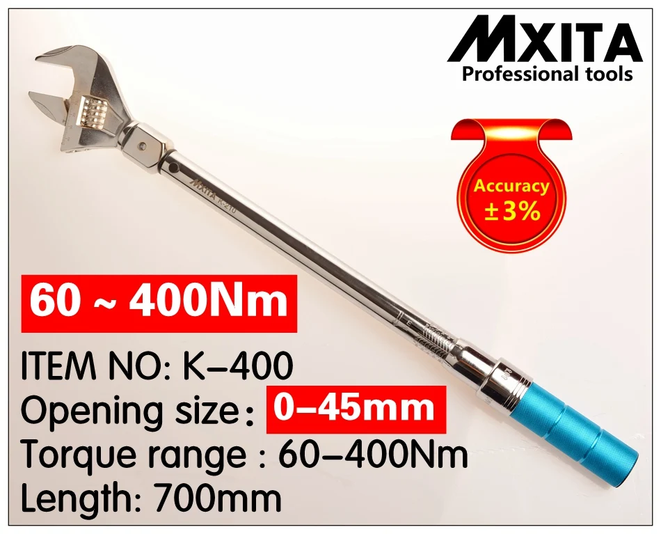 14X18 60-400N.m(0-45 мм) MXITA 3% открытый крутящий момент ключ с регулируемым крутящим моментом ключ сменный ручной гаечный ключ