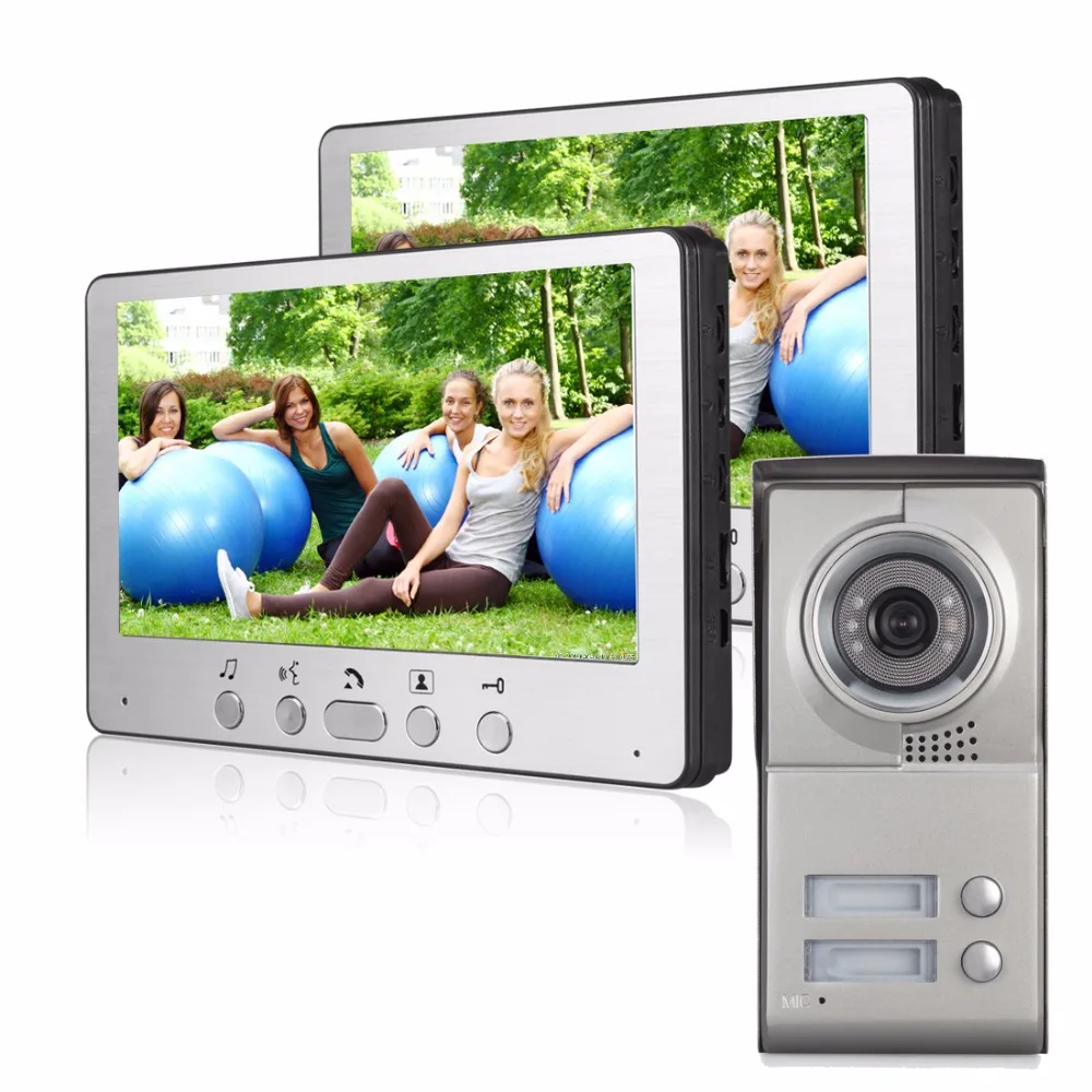 

7 Inch LCD Display Video Doorbell Night Vision Rainproof Entry System Home Security Camera Video Door Intercoms For 3 Apartment
