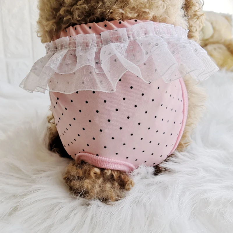 Dog Nappies Dog Diapers Pet Diapers Princess Panties For Dogs Pink Cute Cotton Pet Pants Female Girl Cat Undearwear Diaper Pants Physiological Sanitary Accessories