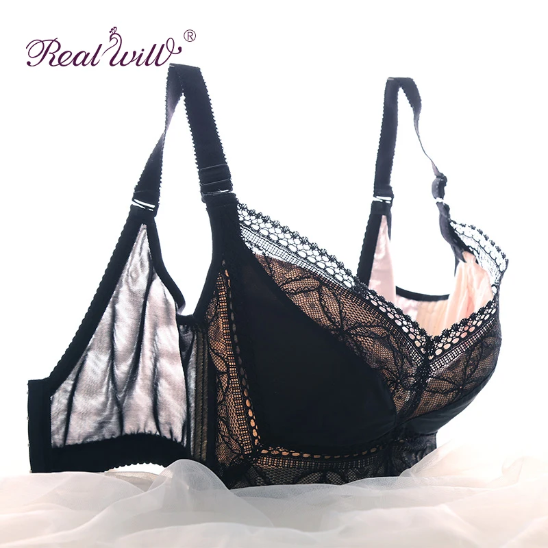 

Realwill 2019 Sexy Lace Women Bra Plus Size C D E Big Size Bralette Ultrathin Pure Cotton Brassiere 95E 95F Underwear