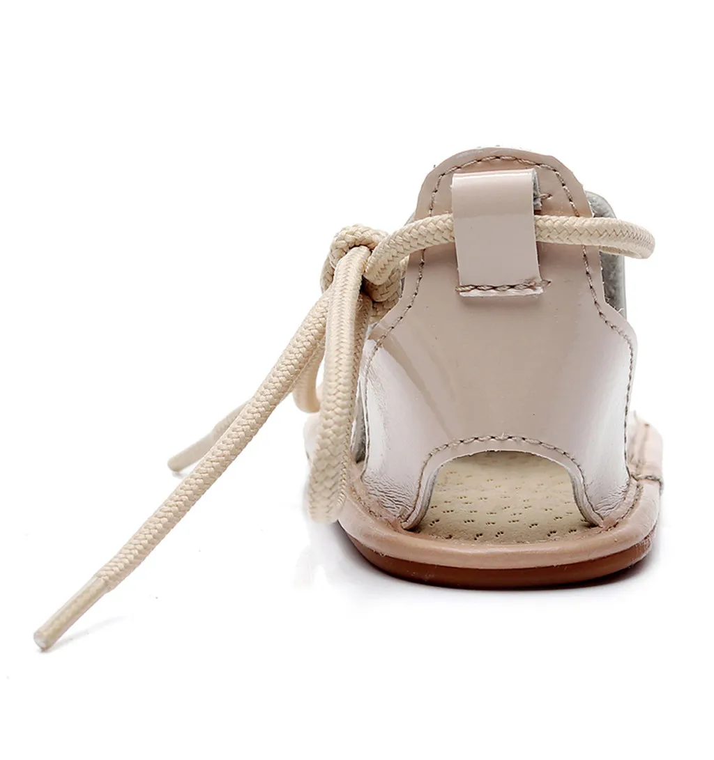 Однотонные летние сандалии для маленьких девочек, пляжные кожаные летние сандалии на резиновой подошве, мягкая обувь на плоской подошве для малышей,# YL1
