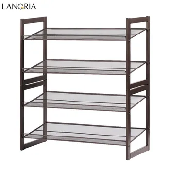 

LANGRIA Portable Excellent Quality Luxury Aluminum 4-Tier Shoe Tower Rack Stand Space Saving Organiser Storage Unit Shelves