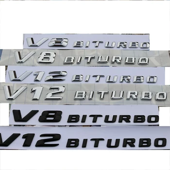 

New/old V8 V12 BITRUBO Chrome Letters Emblem Badge Fender Side Supercharge Logo Car Styling Refitting Sticker for Mercedes Benz