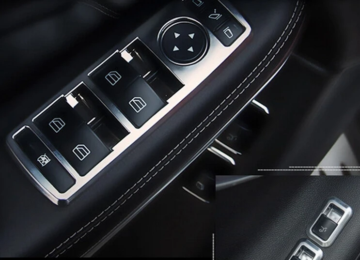 

5pcs Chrome Interior Window Button Cover Trim For Mercedes Benz W246 W204 W212 W218 X156 W166 C117 B C E CLS GLA CLA ML Class