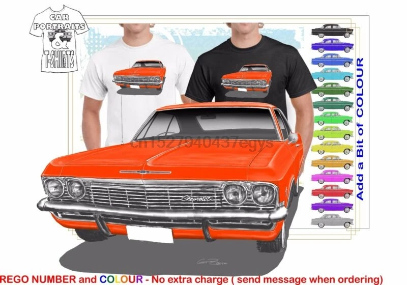 

CLASSIC 1965 CHEVY IMPALA SEDAN ILLUSTRATED T-SHIRT MUSCLE RETRO SPORTS CAR