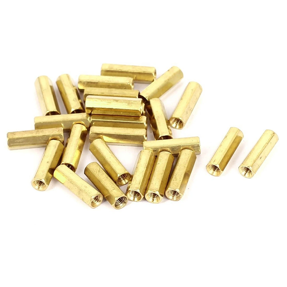 

M3 x 16mm Female Threaded Brass Hex Standoff Pillar Spacer Nut 25pcs