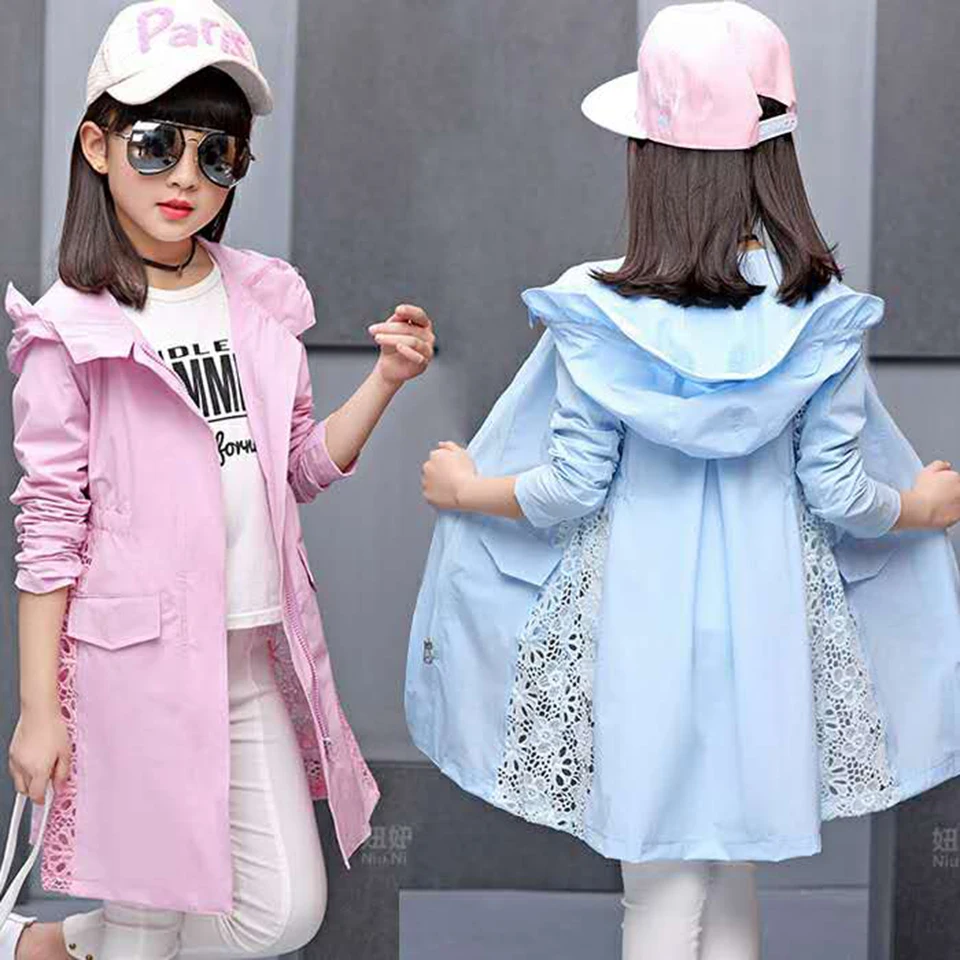 4 5 6 7 8 9 10 12 13Yrs Baby Girls Clothes Coat Solid Color Windbreaker Children Thin Jackets Spring Autumn Kids Outerwear Coat