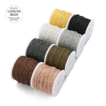 

10Yards/Roll 2x3mm/3x4mm Metal Iron Cross Cable Chain 8 Colors Ketting Kettingen Bulk Iron Chains For Diy Jewelry Accessories