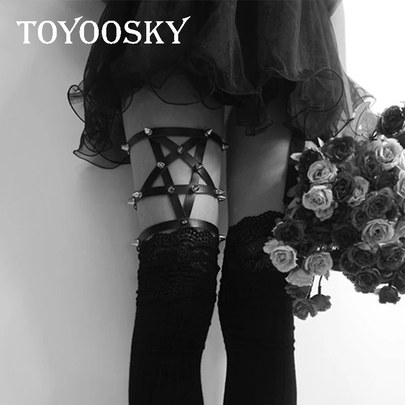 Женский ремень TOYOOSKY Janpese Harajuku, ножные кольца, подвязки, ручная работа, в стиле хип-хоп, кожаные петли для ног, жгут и сексуальный женский ремень для платья