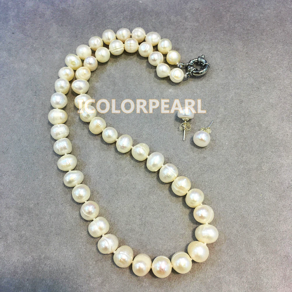 

WEICOLOR Lowest Price For 9-10mm White Natural Freshwater Pearl Jewelry Set (Necklace+ Sterling Silver Earring Studs.)