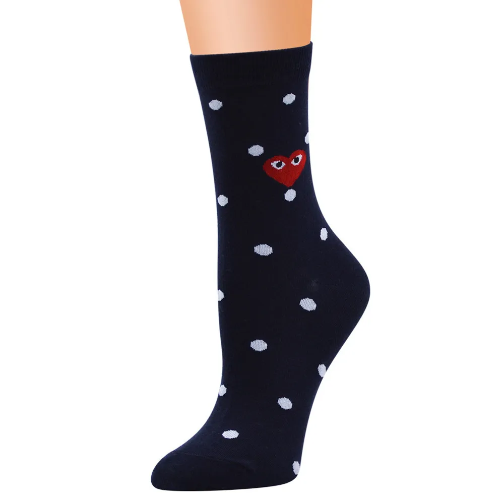 Носки для женщин, милые повседневные модные носки в форме сердца с горизонтальным узором в горошек, удобные носки без пятки, женские носки#10