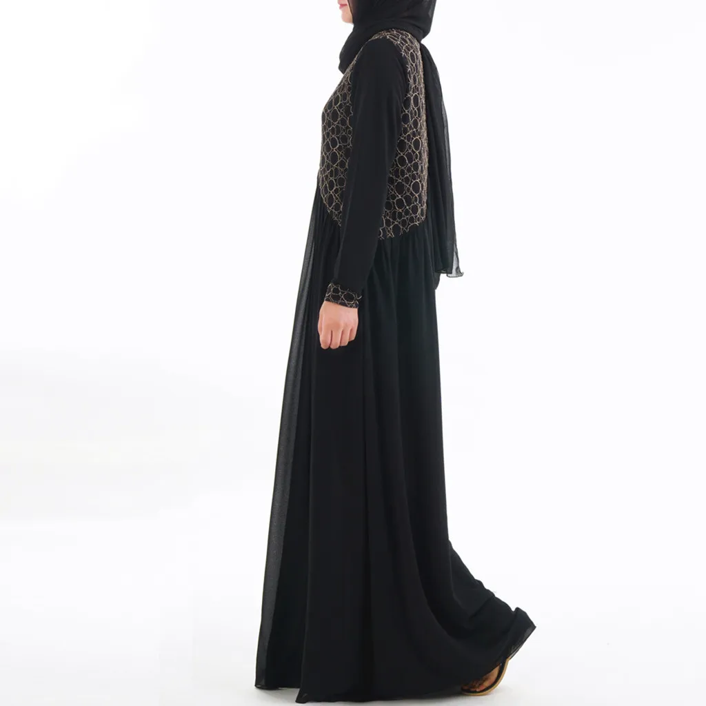 Одежда Мусульманский абайя мусульманский женский кафтан исламский Макси платье с длинным рукавом арабский джилбаб абайя одежда черный Муслима абайя Дубай