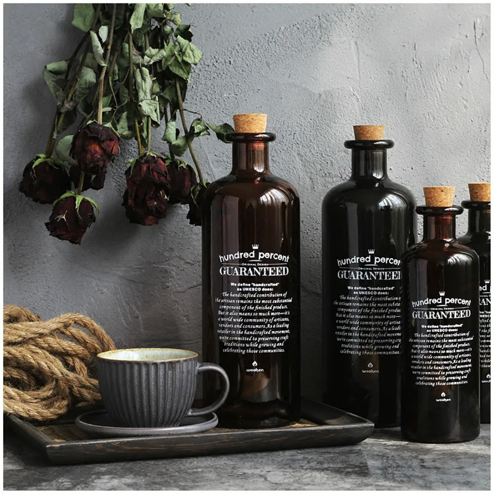 Retro Black White Brown Chic Glass Storage Jar Bottle 