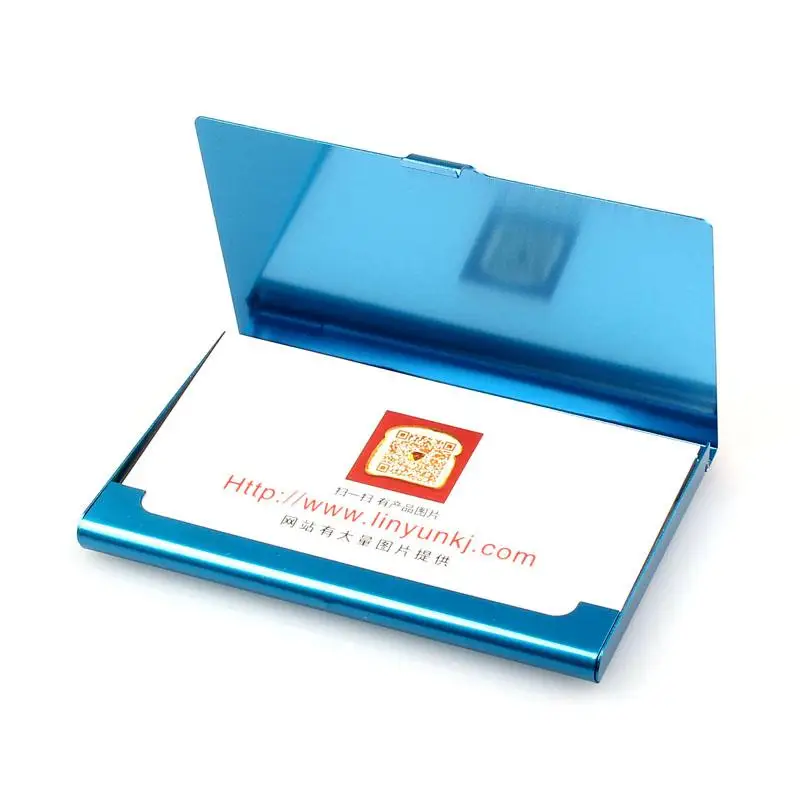 Новинка года Творческий Алюминий для мужчин кредитной держатель для карт женщин Металла Бизнес Card Case карты Бумажник Обложка банк карты Box порте carte - Цвет: Blue
