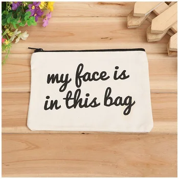 

19cmx15cm Blank Canvas Zipper Pencil Cases Pen Pouches Cotton Makeup Cosmetic Storage Bags Mobile Phone Clutch Bag