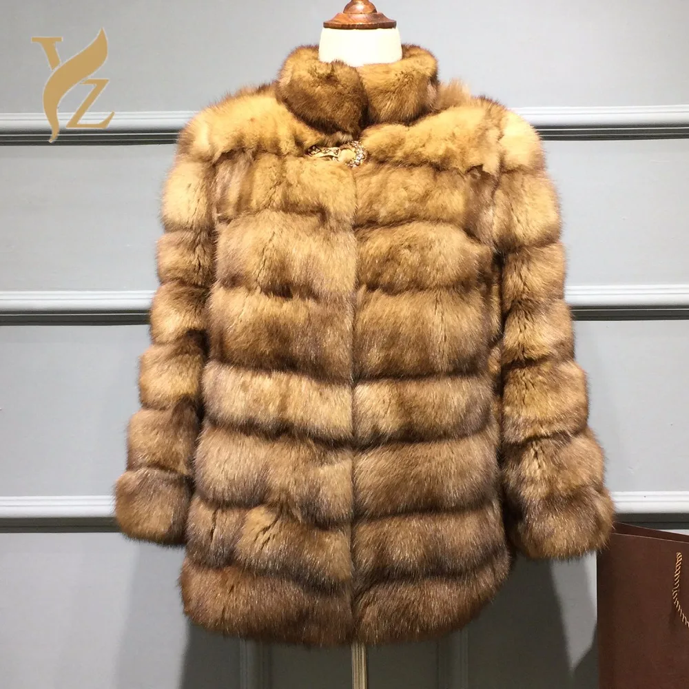 Qualité Vison 2018 D'hiver Au Vêtements Nature Chaud Fourrure Manteaux Manteau Veste Survêtement Montant Réel Sable Nouveau Noble Col Style De TJcFK1l