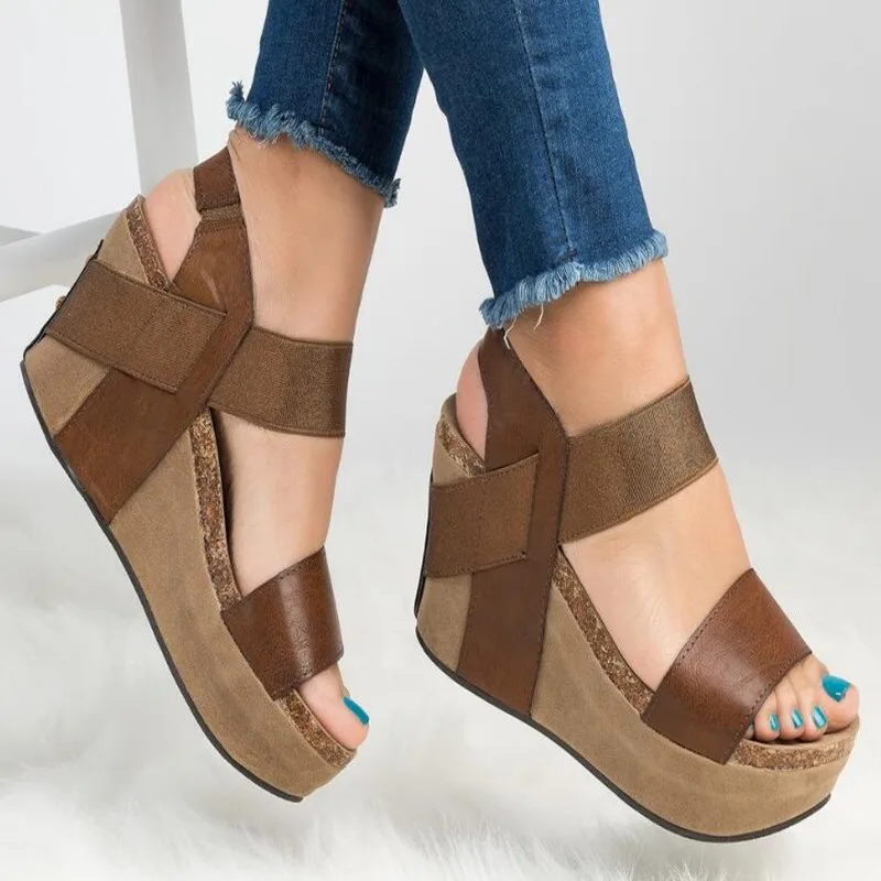 

Women Sandals 2019 Women Wedge Sandals Summer Shoes Fashion Women High Heels Breathable Women' S Shoes Pu Leather Ladies Sandals