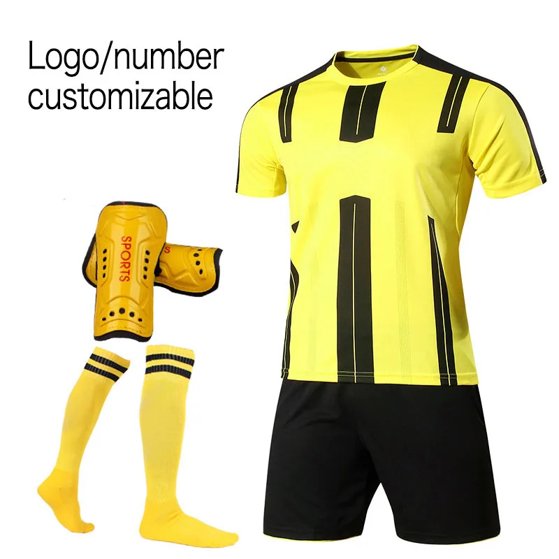 Geminbowl Men sports Football suit jersey shorts black training uniform