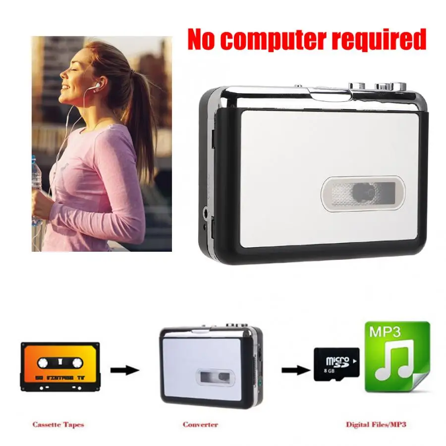 Кассеты в MP3 конвертер стерео Кассетный usb-плеер цифровая лента MP3 с наушниками поддержка TF