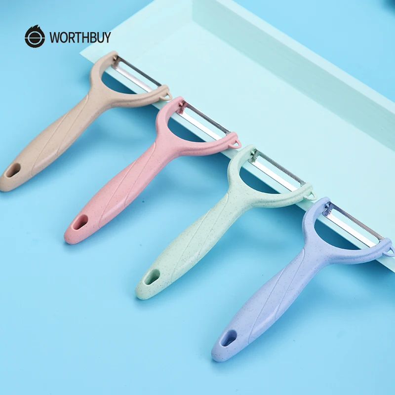 

WORTHBUY Vegetable Peeler Stainless Steel Potato Peeler With Wheat Straw Handle Kitchen Accessories Fruit Vegetable Slicer