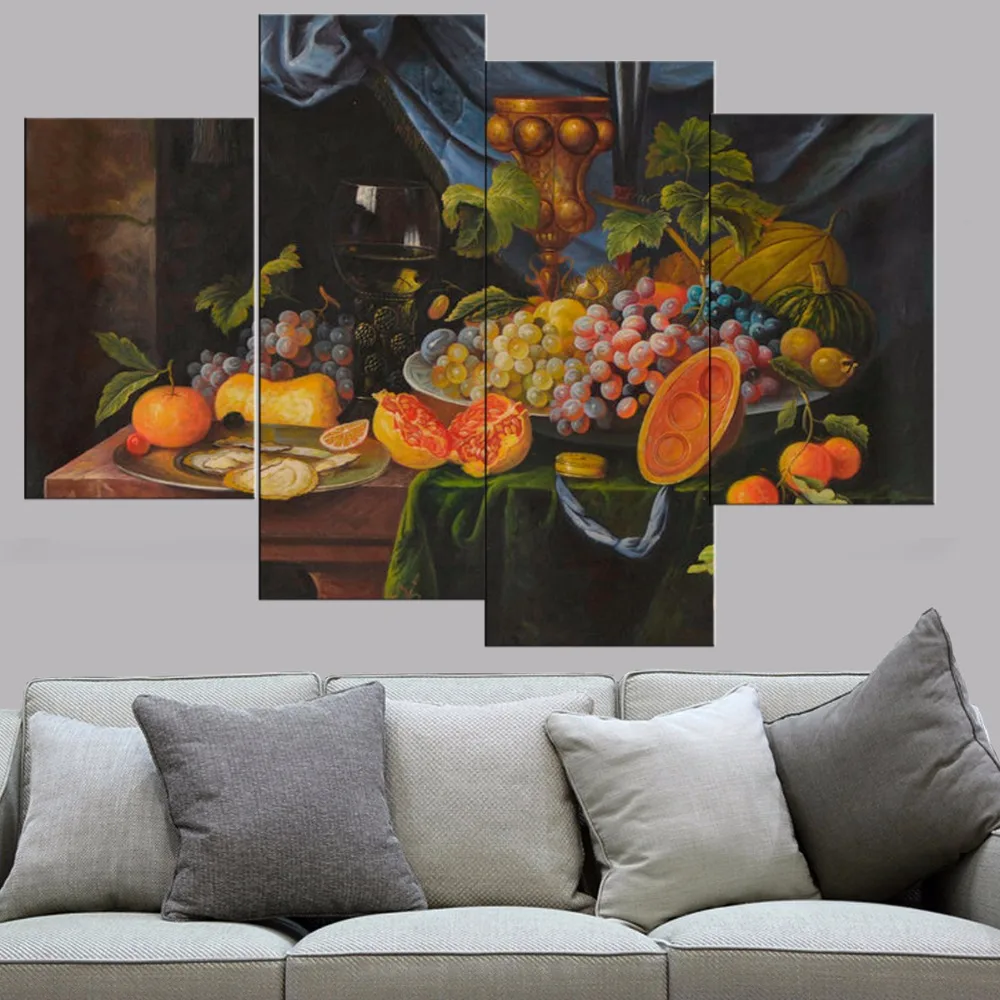 4 Pcs Modern Still Life Fruits Canvas Prints Posters Kitchen wall art