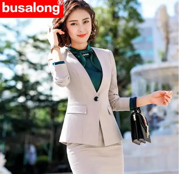 Мода 2019 г. тонкая куртка для женщин печатных одной кнопки OL Блейзер элегантная верхняя одежда из двух частей брюки костюм бизнес офисн