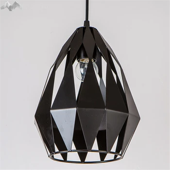 

JW_American Retro Geometry Pendant Lamp Vintage Black Iron Paint Lampshade Hanging Lamp Bar Cafe Bedroom Restaurant Decoration