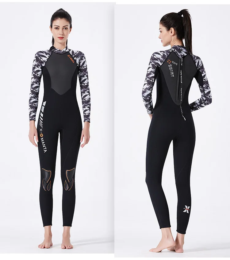 DIVE&SAIL Men Women One-piece Camo Wetsuits 3mm Neoprene+Shark Skin+Lycra Swimming Surfing Diving Suits High Elastic Swimwear