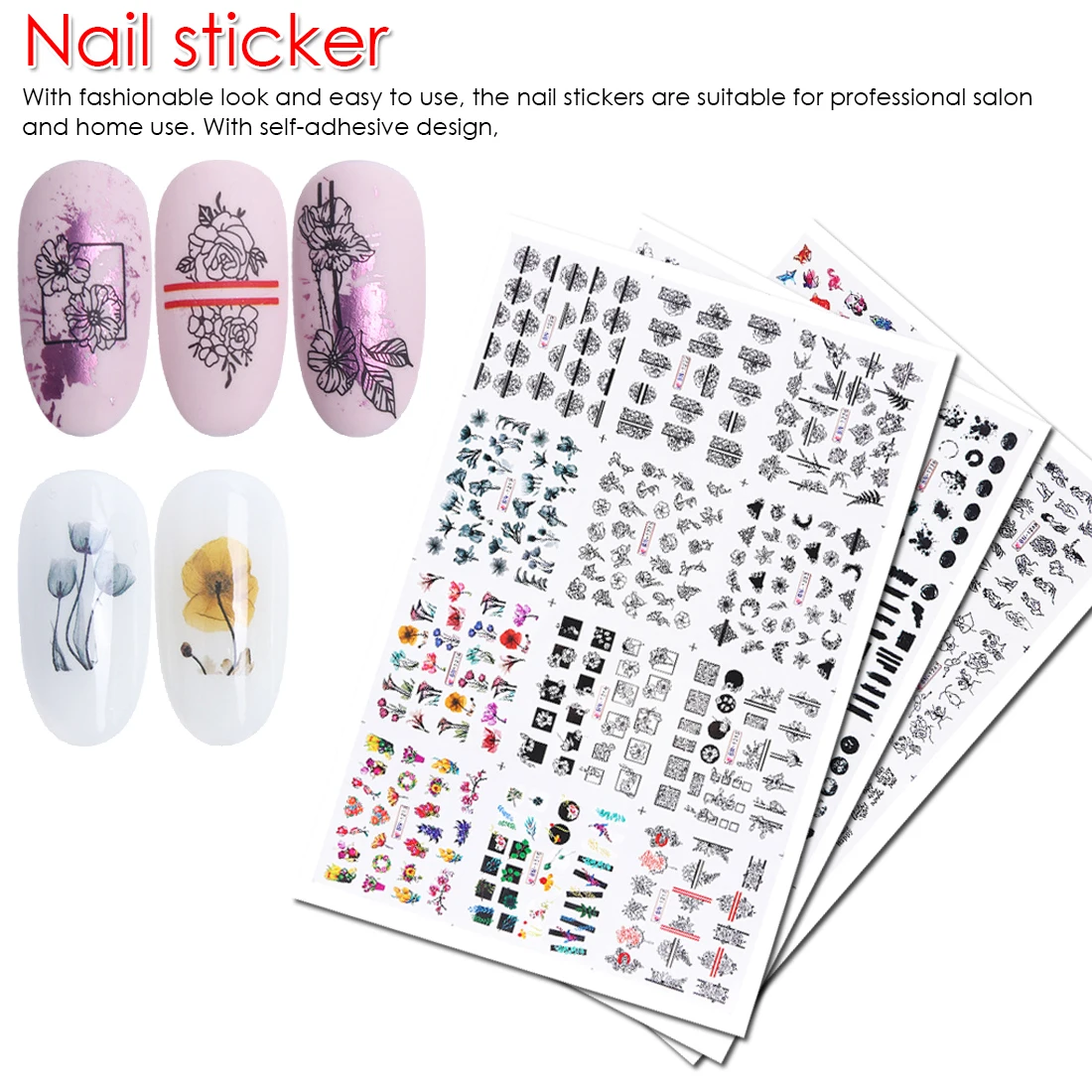 

1 Set Nail Stickers On Nails Hollow Line Drawing Slider Watermark Abstract Decoration Wrap Manicure Nail Art DIY Salon Use