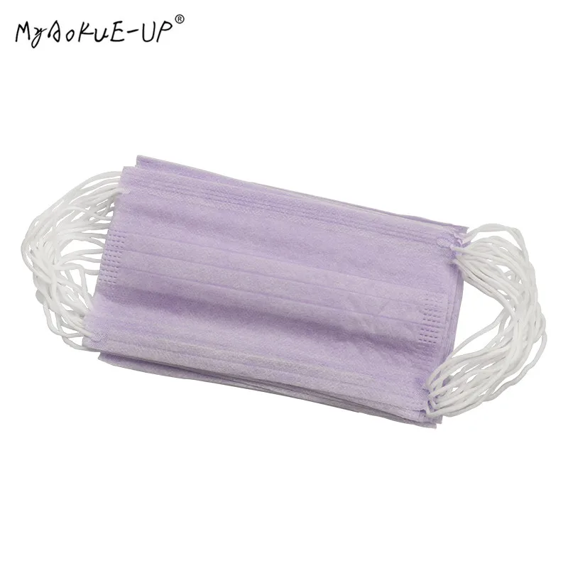 purple Одноразовые Цветные противопылевые ветрозащитные маски для ухода за лицом и носом, нетканые Тканевые Маски для наращивания ресниц - Длина: purple