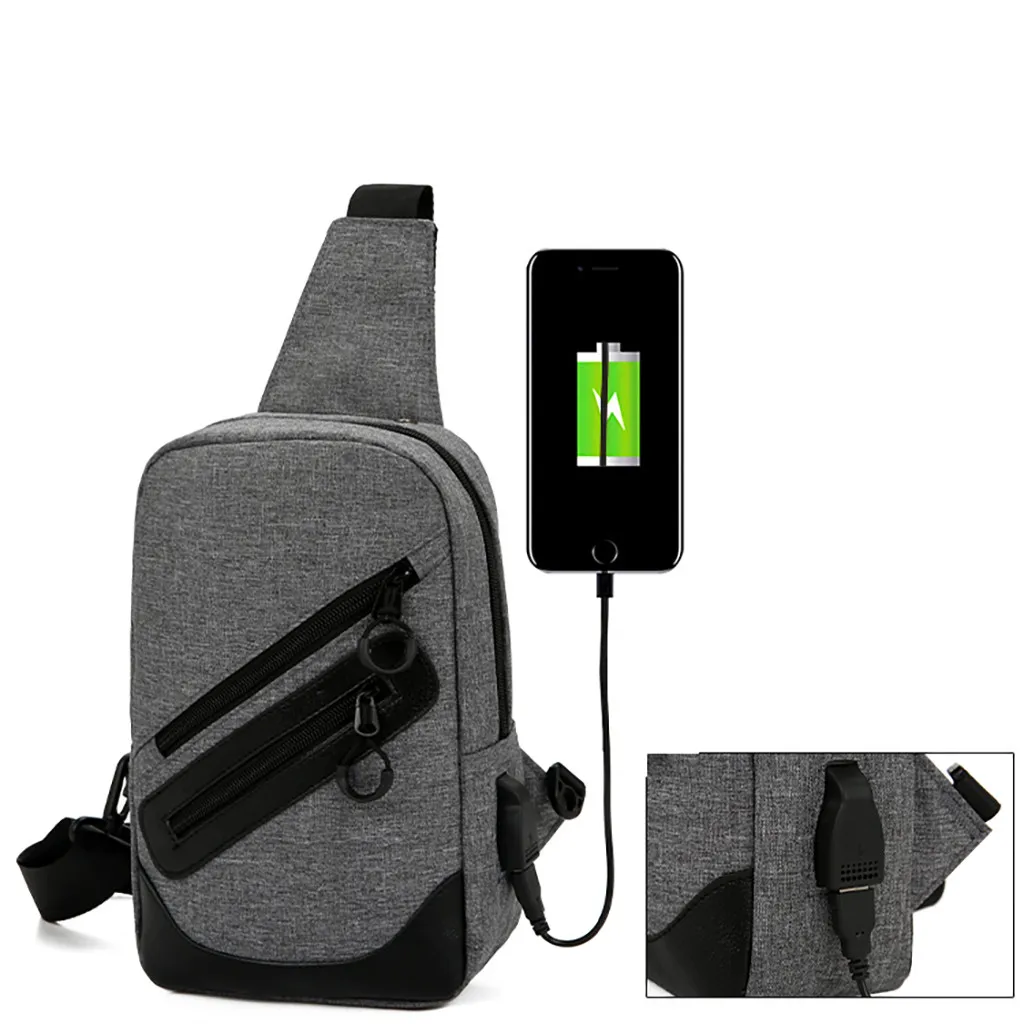 ISHOWTIENDA Мужская Мода USB зарядка нагрудная сумка в стиле casual спортивные сумки опорный изолятор на плечо сумка bolsa feminina